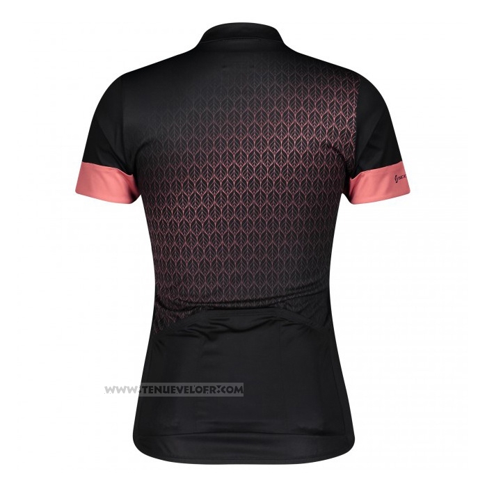 2021 Maillot Cyclisme Femme Scott Noir Rosa Manches Courtes et Cuissard