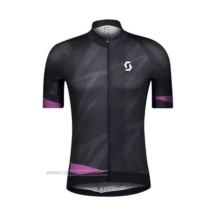 2021 Maillot Cyclisme Femme Scott Noir Violet Manches Courtes et Cuissard