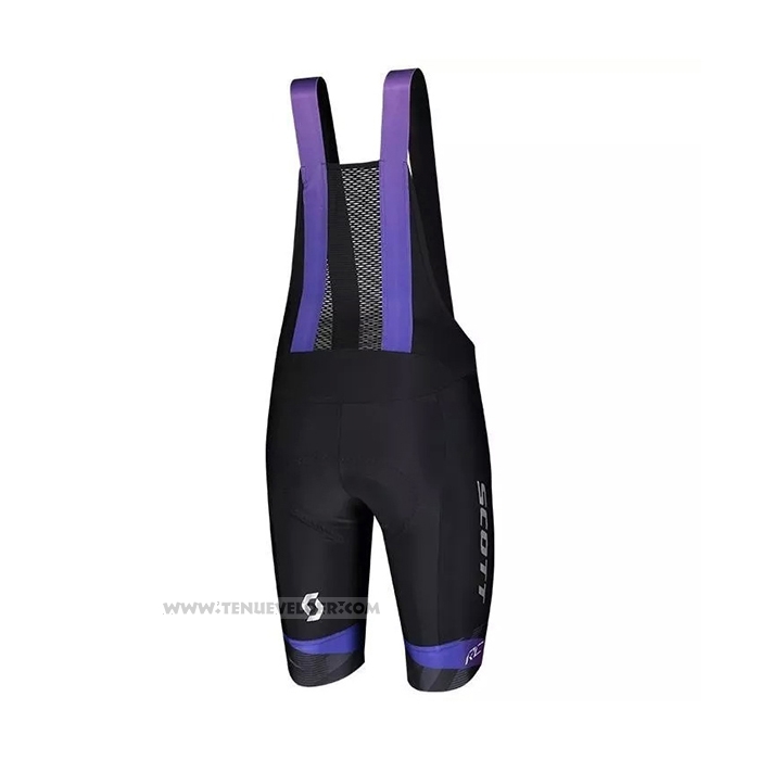 2021 Maillot Cyclisme Femme Scott Noir Violet Manches Courtes et Cuissard