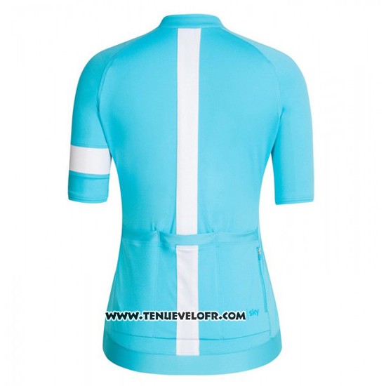 2016 Maillot Ciclismo Femme Sky Bleu et Blanc Manches Courtes et Cuissard