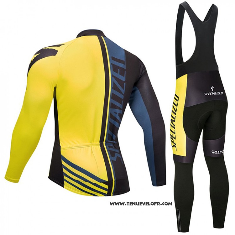 2018 Maillot Ciclismo Specialized Noir et Jaune Manches Longues et Cuissard