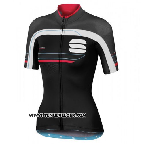 2016 Maillot Ciclismo Femme Sportful Rouge et Noir Manches Courtes et Cuissard