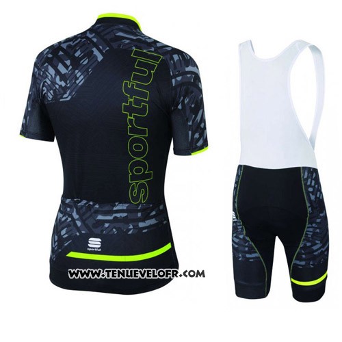 2016 Maillot Ciclismo Femme Sportful Vert et Noir Manches Courtes et Cuissard