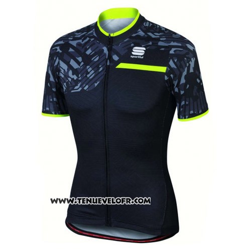 2016 Maillot Ciclismo Femme Sportful Vert et Noir Manches Courtes et Cuissard