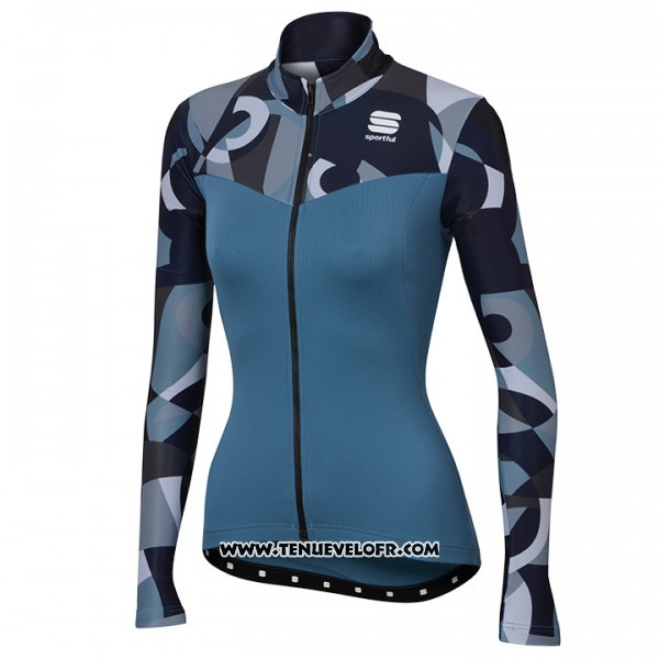 2017 Maillot Ciclismo Femme Sportful Primavera Bleu Manches Longues et Cuissard