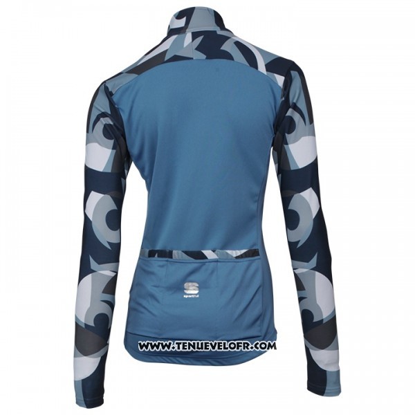 2017 Maillot Ciclismo Femme Sportful Primavera Bleu Manches Longues et Cuissard