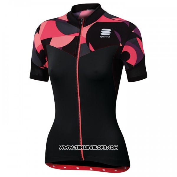 2017 Maillot Ciclismo Femme Sportful Primavera Noir et Rouge Manches Courtes et Cuissard