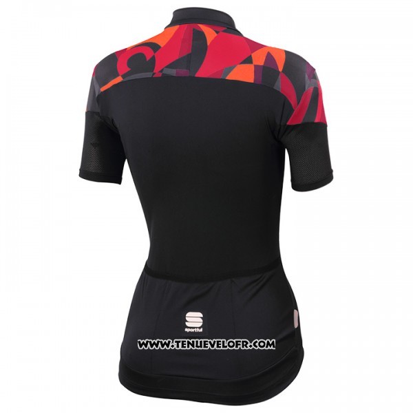 2017 Maillot Ciclismo Femme Sportful Primavera Noir et Rouge Manches Courtes et Cuissard