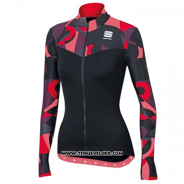 2017 Maillot Ciclismo Femme Sportful Primavera Noir et Rouge Manches Longues et Cuissard