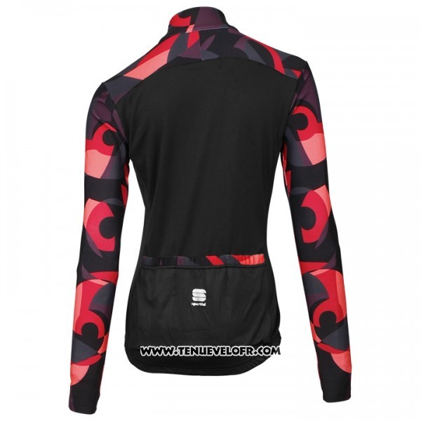 2017 Maillot Ciclismo Femme Sportful Primavera Noir et Rouge Manches Longues et Cuissard