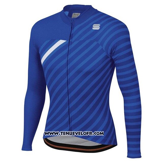 2020 Maillot Ciclismo Femme Sportful Bleu Blanc Manches Longues et Cuissard