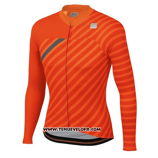 2020 Maillot Ciclismo Femme Sportful Orange Gris Manches Longues et Cuissard