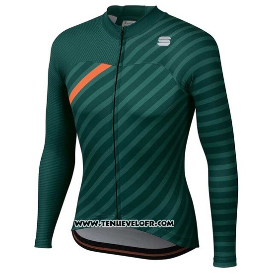 2020 Maillot Ciclismo Femme Sportful Vert Orange Manches Longues et Cuissard