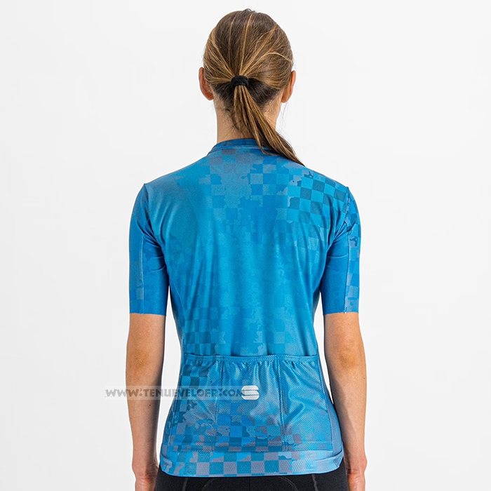 2023 Maillot Cyclisme Femme Sportful Bleu Manches Courtes et Cuissard