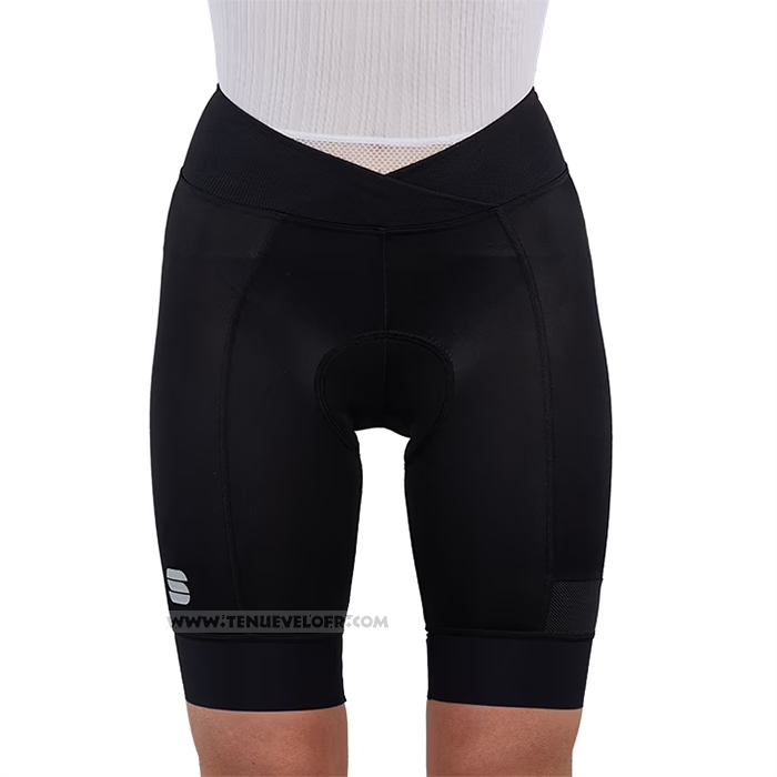 2023 Maillot Cyclisme Femme Sportful Noir Bleu Clair Manches Courtes et Cuissard