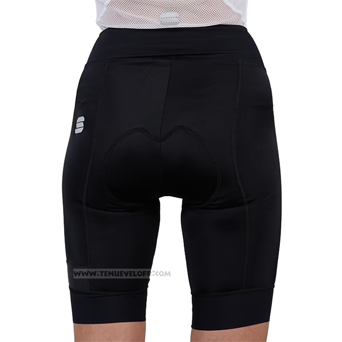 2023 Maillot Cyclisme Femme Sportful Noir Bleu Clair Manches Courtes et Cuissard