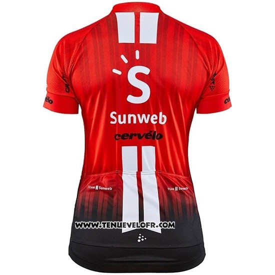 2019 Maillot Ciclismo Femme Sunweb Orange Blanc Manches Courtes et Cuissard