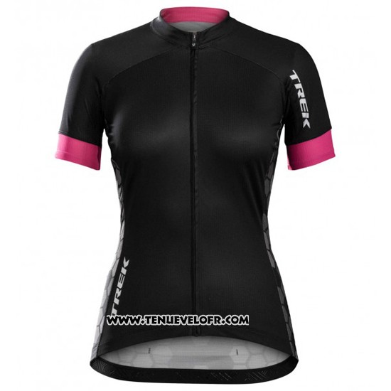 2016 Maillot Ciclismo Femme Trek Noir et Blanc Manches Courtes et Cuissard