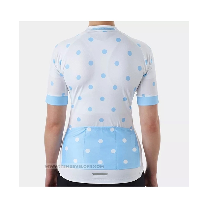 2021 Maillot Cyclisme Femme Trek Blanc Bleu Clair Manches Courtes et Cuissard