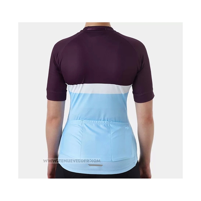 2021 Maillot Cyclisme Femme Trek Bleu Clair Manches Courtes et Cuissard