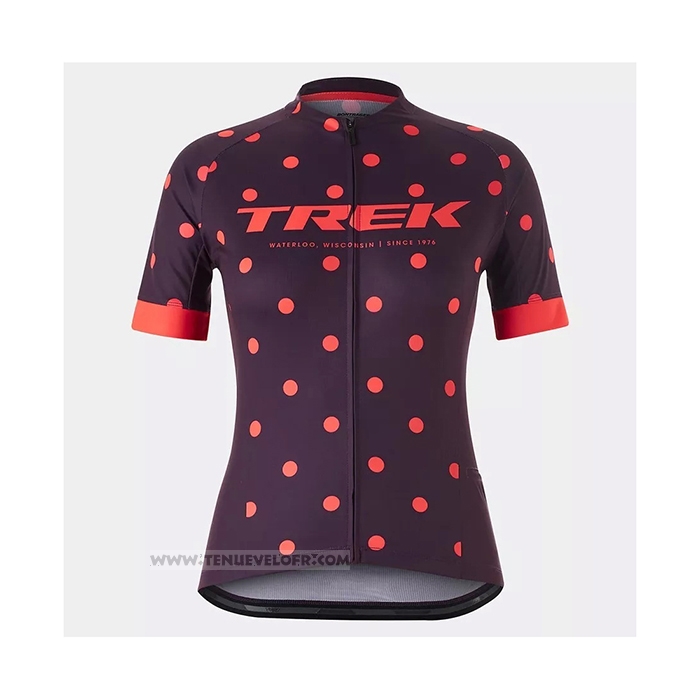 2021 Maillot Cyclisme Femme Trek Violet Orange Manches Courtes et Cuissard