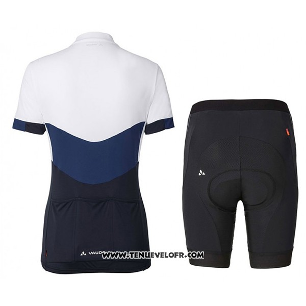 2017 Maillot Ciclismo Femme Vaude Blanc et Bleu Manches Courtes et Cuissard