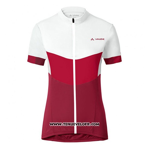 2017 Maillot Ciclismo Femme Vaude Blanc et Rouge Manches Courtes et Cuissard