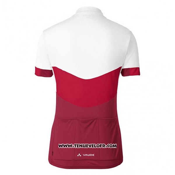 2017 Maillot Ciclismo Femme Vaude Blanc et Rouge Manches Courtes et Cuissard