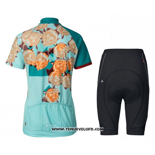 2017 Maillot Ciclismo Femme Vaude Bleu Clair Manches Courtes et Cuissard