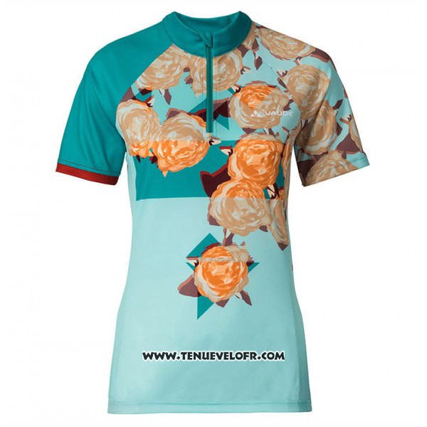 2017 Maillot Ciclismo Femme Vaude Bleu Clair Manches Courtes et Cuissard