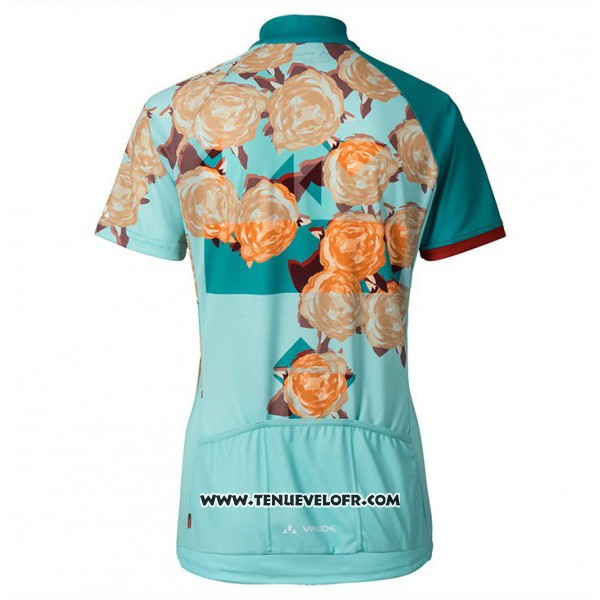 2017 Maillot Ciclismo Femme Vaude Bleu Clair Manches Courtes et Cuissard