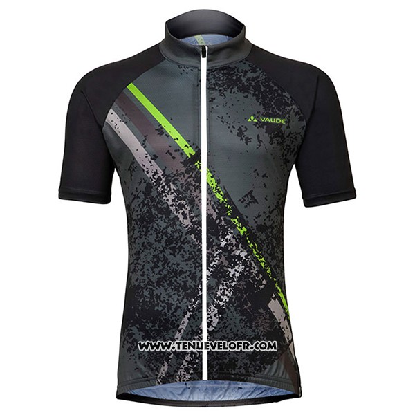 2017 Maillot Ciclismo Femme Vaude Gris et Noir Manches Courtes et Cuissard