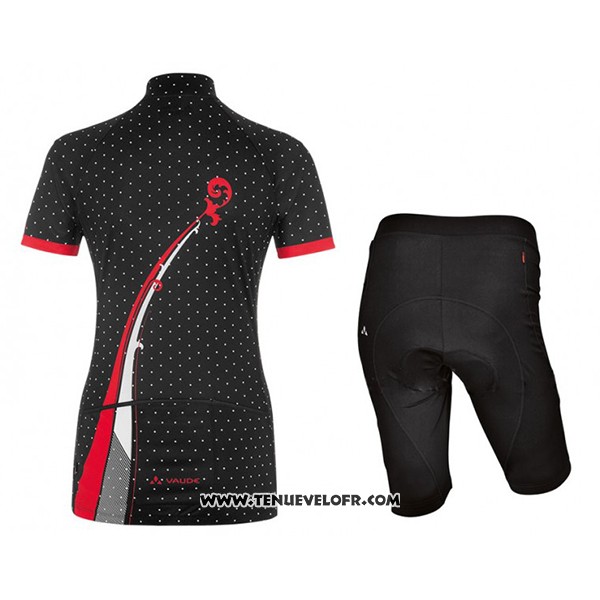 2017 Maillot Ciclismo Femme Vaude Noir et Rouge Manches Courtes et Cuissard