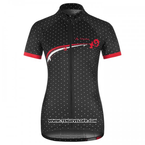 2017 Maillot Ciclismo Femme Vaude Noir et Rouge Manches Courtes et Cuissard