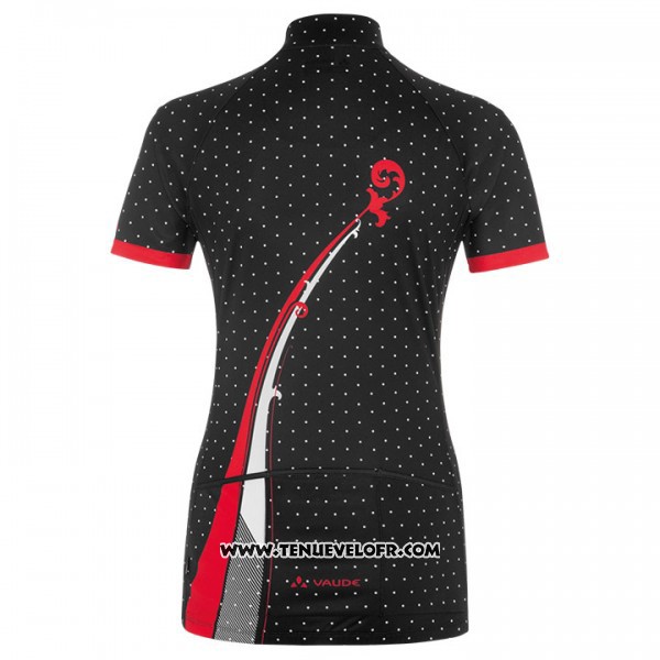 2017 Maillot Ciclismo Femme Vaude Noir et Rouge Manches Courtes et Cuissard