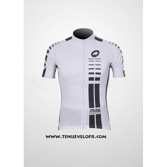 2011 Maillot Ciclismo Assos Blanc et Noir Manches Courtes et Cuissard