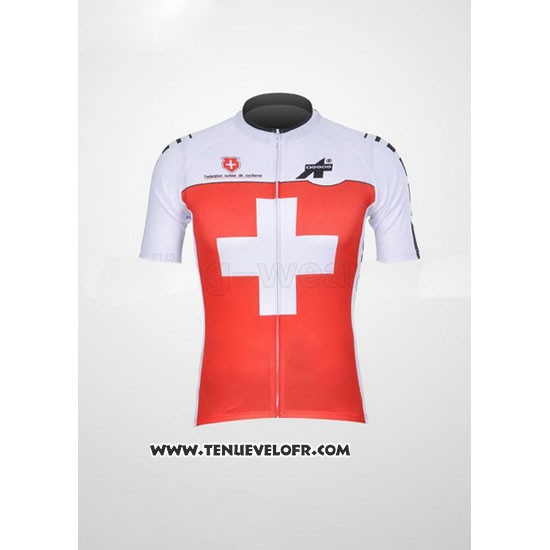 2011 Maillot Ciclismo Assos Blanc et Rouge Manches Courtes et Cuissard