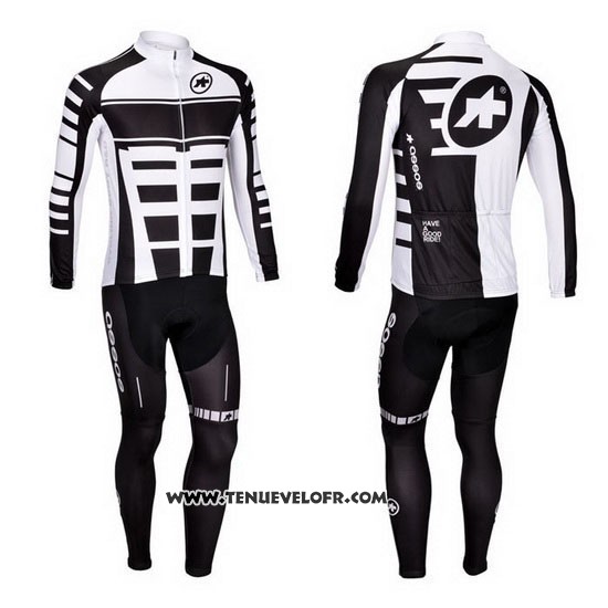 2013 Maillot Ciclismo Assos Blanc et Noir Manches Longues et Cuissard