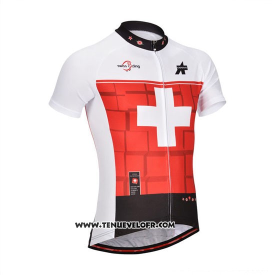 2014 Maillot Ciclismo Assos Blanc et Rouge Manches Courtes et Cuissard