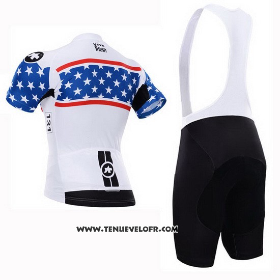 2015 Maillot Ciclismo Assos Blanc et Bleu Manches Courtes et Cuissard