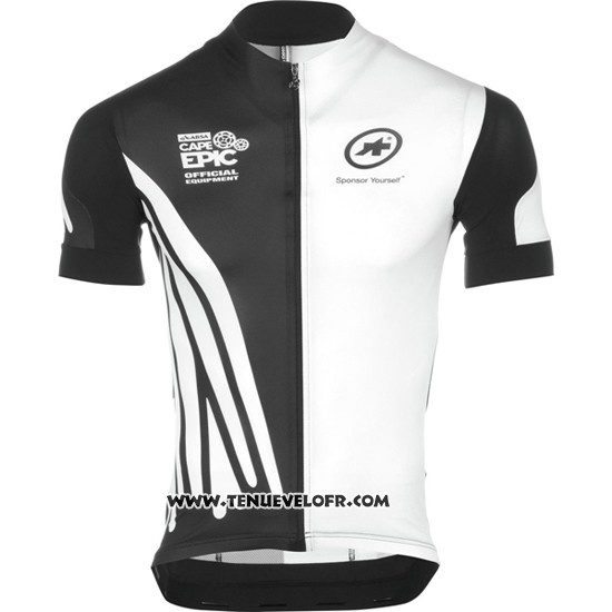 2016 Maillot Ciclismo Assos Blanc et Noir Manches Courtes et Cuissard
