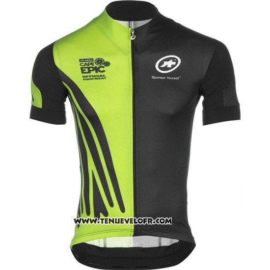 2016 Maillot Ciclismo Assos Noir et Vert Manches Courtes et Cuissard
