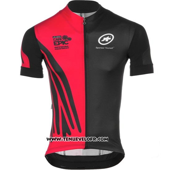 2016 Maillot Ciclismo Assos Rouge et Noir Manches Courtes et Cuissard