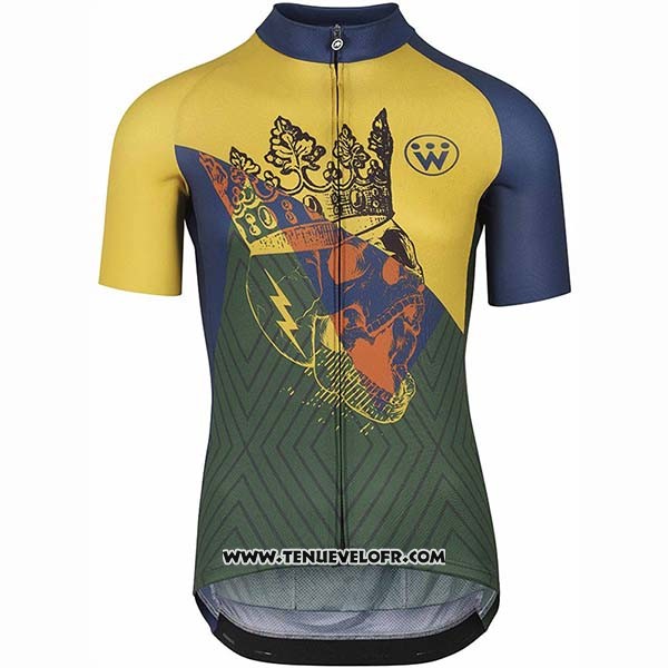 2020 Maillot Ciclismo Assos Fastlane Wyndymilla Jaune Vert Manches Courtes et Cuissard