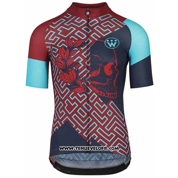 2020 Maillot Ciclismo Assos Fastlane Wyndymilla Rouge Bleu Manches Courtes et Cuissard