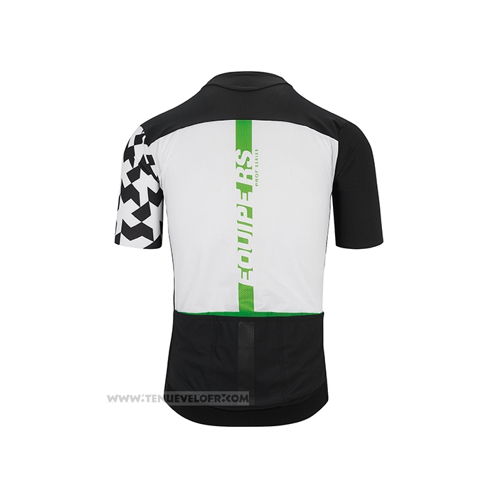 2021 Maillot Cyclisme Assos Noir Blanc Vert Manches Courtes et Cuissard