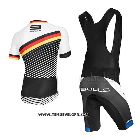 2015 Maillot Ciclismo Bulls Blanc et Noir Manches Courtes et Cuissard