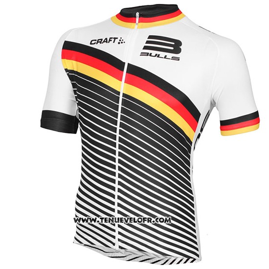 2015 Maillot Ciclismo Bulls Blanc et Noir Manches Courtes et Cuissard