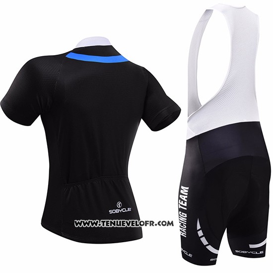 2017 Maillot Ciclismo Sobycle Noir et Bleu Manches Courtes et Cuissard