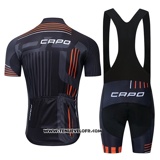 2018 Maillot Ciclismo Capo Noir Gris Orange Manches Courtes et Cuissard